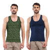 T.T. Men|Titanic Dyed Printed|Pure Cotton Printed Vest For Men|Printed Dyed Vest|Pack Of 2|Navy2::Green