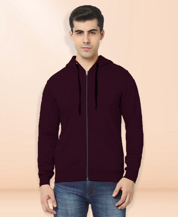 HiFlyers Men|Hooded Sweatshirt|Regular Fit|Cotton Blend Fleece|Full Zipper Winter Hoodie With Side Pockets|Full Sleeve Casual Wear|Wine