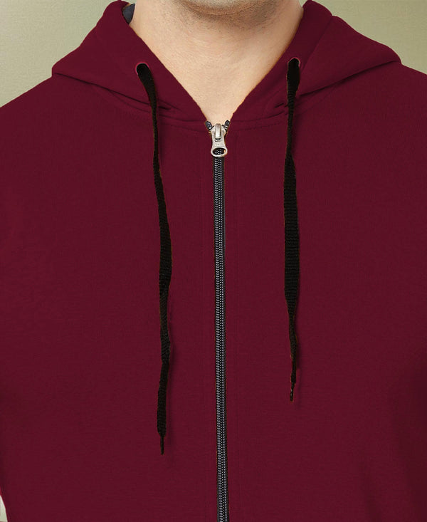 HiFlyers Men|Hooded Sweatshirt|Regular Fit|Cotton Blend Fleece|Full Zipper Winter Hoodie With Side Pockets|Full Sleeve Casual Wear|Maroon