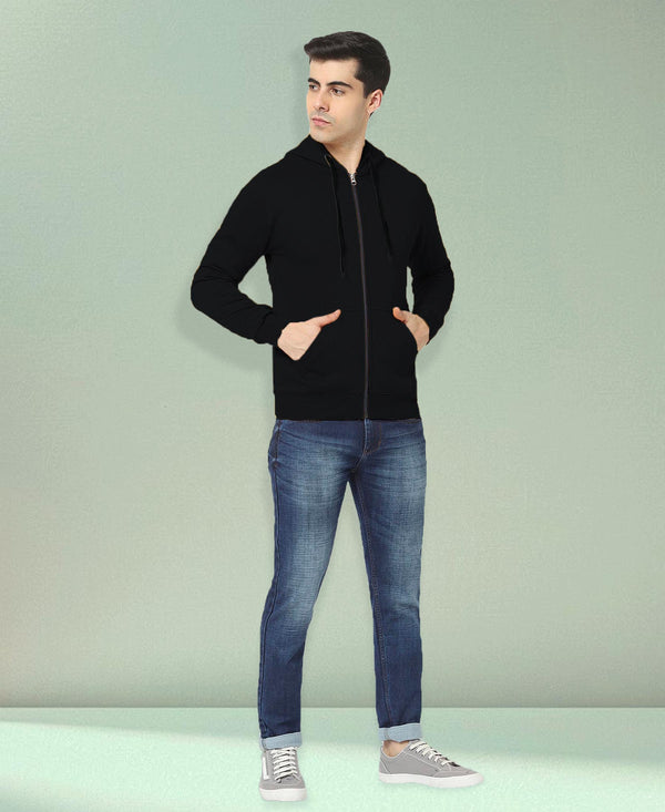 HiFlyers Men|Hooded Sweatshirt|Regular Fit|Cotton Blend Fleece|Full Zipper Winter Hoodie With Side Pockets|Full Sleeve Casual Wear|Black