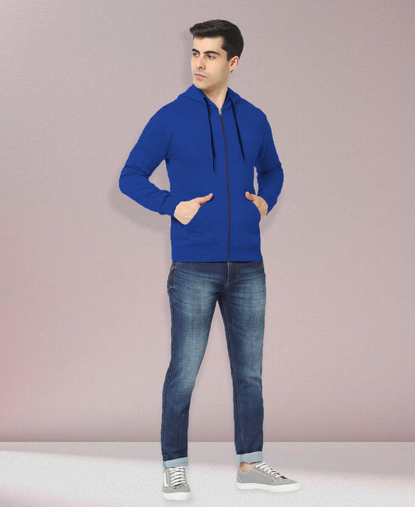 HiFlyers Men|Hooded Sweatshirt|Regular Fit|Cotton Blend Fleece|Full Zipper Winter Hoodie With Side Pockets|Full Sleeve Casual Wear|Royal