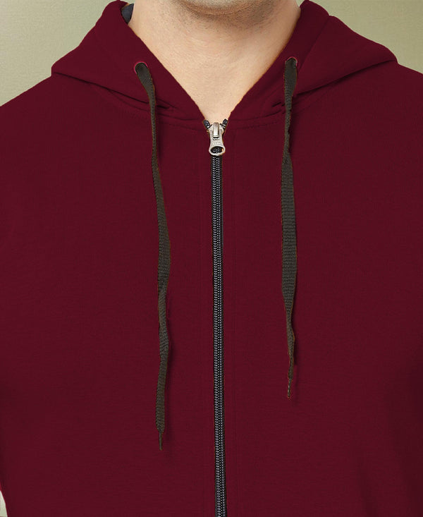 HiFlyers Men|Hooded Sweatshirt|Regular Fit|Cotton Blend Fleece|Full Zipper Winter Hoodie With Side Pockets|Full Sleeve Casual Wear|Maroon