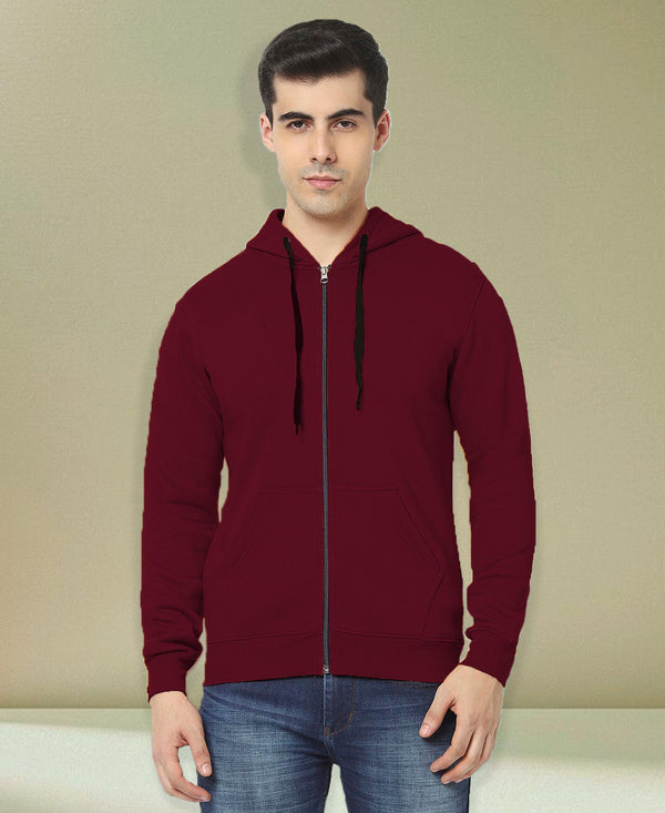 HiFlyers Men|Hooded Sweatshirt|Regular Fit|Cotton Blend Fleece|Full Zipper Winter Hoodie With Side Pockets|Full Sleeve Casual Wear|Maroon