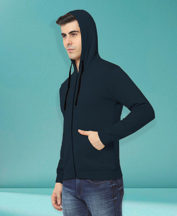 HiFlyers Men|Hooded Sweatshirt|Regular Fit|Cotton Blend Fleece|Full Zipper Winter Hoodie With Side Pockets|Full Sleeve Casual Wear|Teal