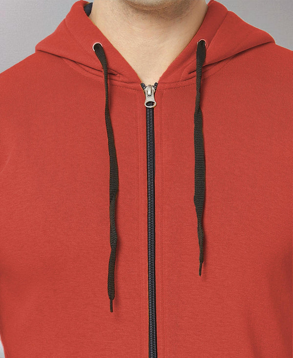 HiFlyers Men|Hooded Sweatshirt|Regular Fit|Cotton Blend Fleece|Full Zipper Winter Hoodie With Side Pockets|Full Sleeve Casual Wear|Rust
