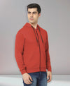 HiFlyers Men|Hooded Sweatshirt|Regular Fit|Cotton Blend Fleece|Full Zipper Winter Hoodie With Side Pockets|Full Sleeve Casual Wear|Rust