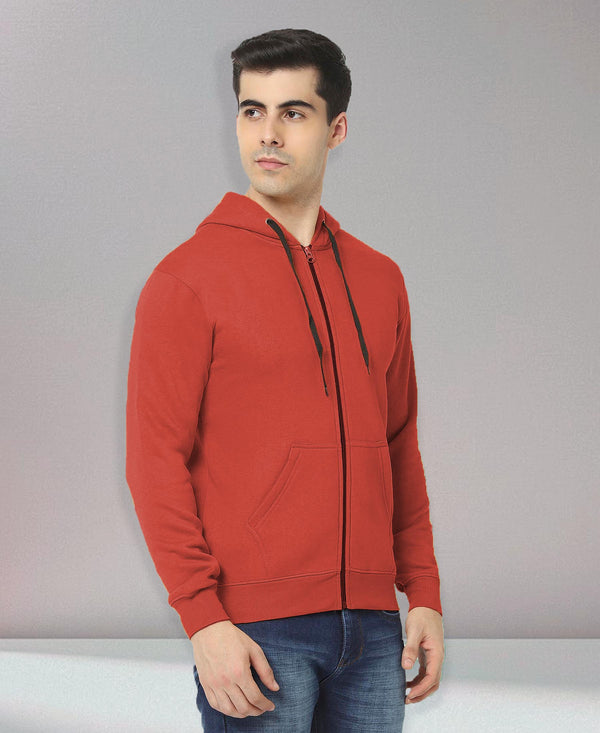 HiFlyers Men|Hooded Sweatshirt|Regular Fit|Cotton Blend Fleece|Full Zipper Winter Hoodie With Side Pockets|Full Sleeve Casual Wear|Rust