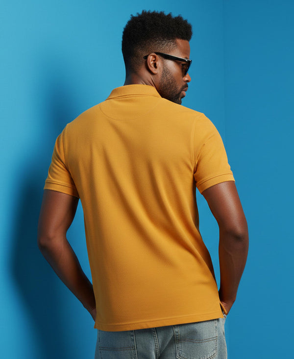 Hiflyers Men'S|Cotton Blend Pique Polo T-Shirt With Chest Pocket|Regular Fit Half Sleeve|Comfortable Smart Casual Wear||Yellow