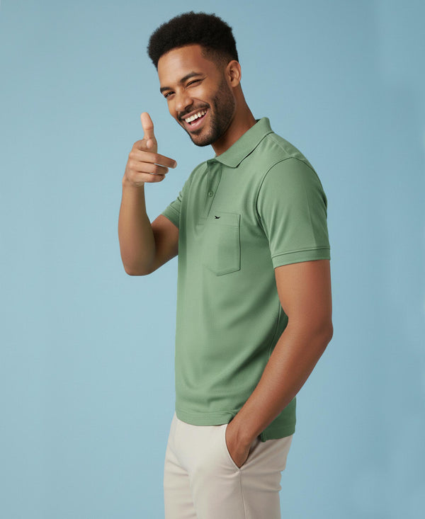 Hiflyers Men'S|Cotton Blend Pique Polo T-Shirt With Chest Pocket|Regular Fit Half Sleeve|Comfortable Smart Casual Wear||Pista