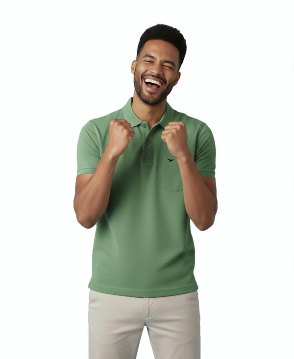 Hiflyers Men'S|Cotton Blend Pique Polo T-Shirt With Chest Pocket|Regular Fit Half Sleeve|Comfortable Smart Casual Wear||Pista