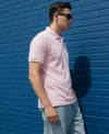 Hiflyers Men'S|Cotton Blend Pique Polo T-Shirt With Chest Pocket|Regular Fit Half Sleeve|Comfortable Smart Casual Wear||Pink