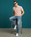 Hiflyers Men'S|Cotton Blend Pique Polo T-Shirt With Chest Pocket|Regular Fit Half Sleeve|Comfortable Smart Casual Wear||Peach