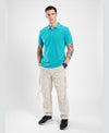 Hiflyers Men'S|Cotton Blend Pique Polo T-Shirt With Chest Pocket|Regular Fit Half Sleeve|Comfortable Smart Casual Wear||Aqua