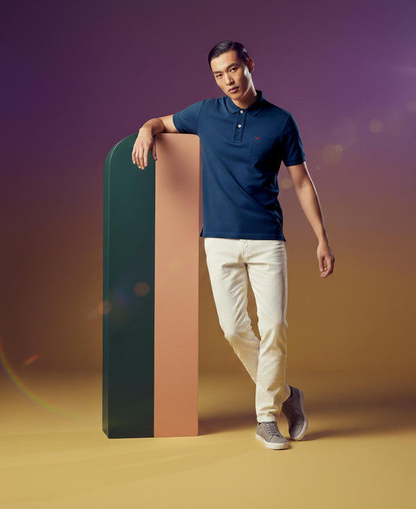 Hiflyers Men'S|Cotton Blend Pique Polo T-Shirt With Chest Pocket|Regular Fit Half Sleeve|Comfortable Smart Casual Wear||Airforce