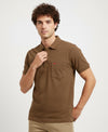 Hiflyers Men'S|Cotton Blend Pique Polo T-Shirt With Chest Pocket|Regular Fit Half Sleeve|Comfortable Smart Casual Wear||Brown