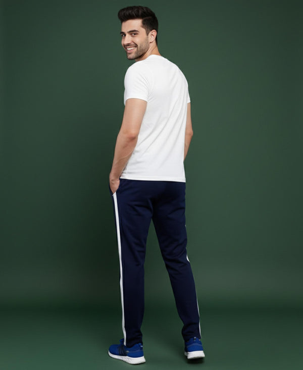 T.T. Men’s Printed Cotton Blend | Graphic Round Neck T-Shirt & Slim Fit Track Pants | Casual Co-ord Set for Men