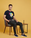 T.T. Men’s Printed Cotton Blend | Graphic Round Neck T-Shirt & Slim Fit Track Pants | Casual Co-ord Set for Men