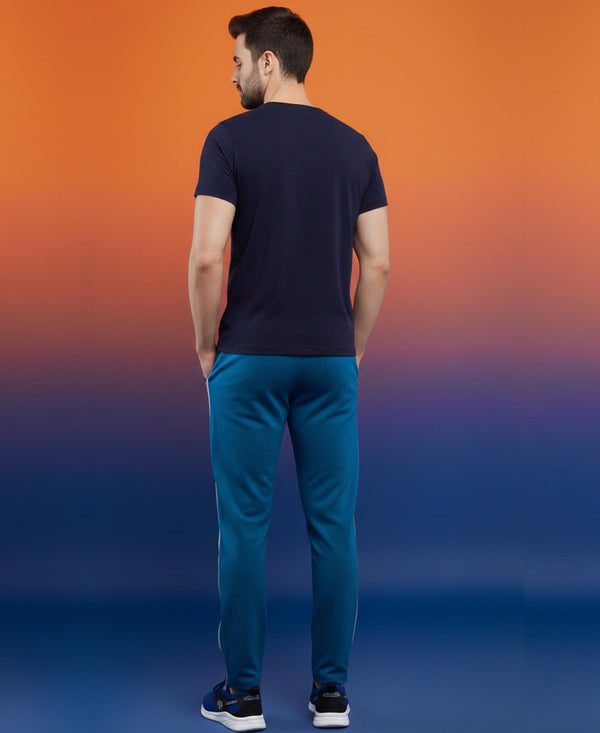 T.T. Men’s Printed Cotton Blend | Graphic Round Neck T-Shirt & Slim Fit Track Pants | Casual Co-ord Set for Men