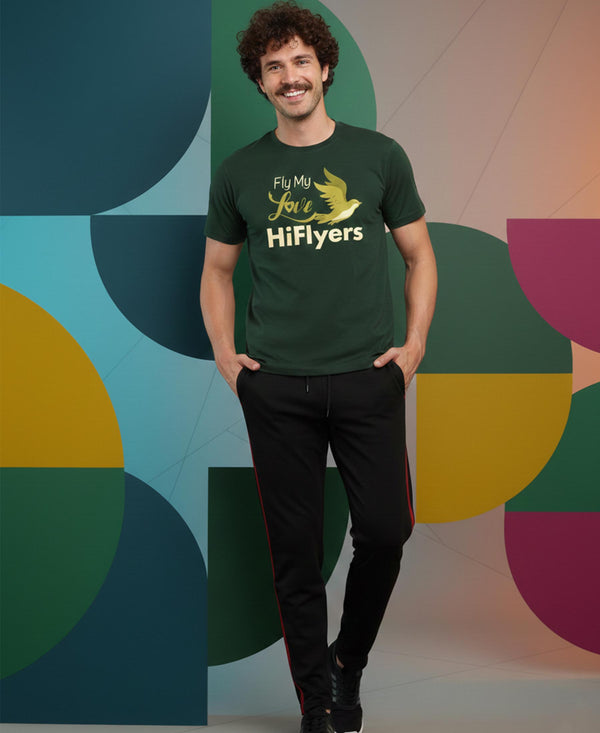 T.T. Men’s Printed Cotton Blend | Graphic Round Neck T-Shirt & Slim Fit Track Pants | Casual Co-ord Set for Men