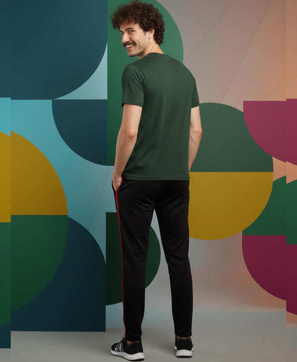T.T. Men’s Printed Cotton Blend | Graphic Round Neck T-Shirt & Slim Fit Track Pants | Casual Co-ord Set for Men