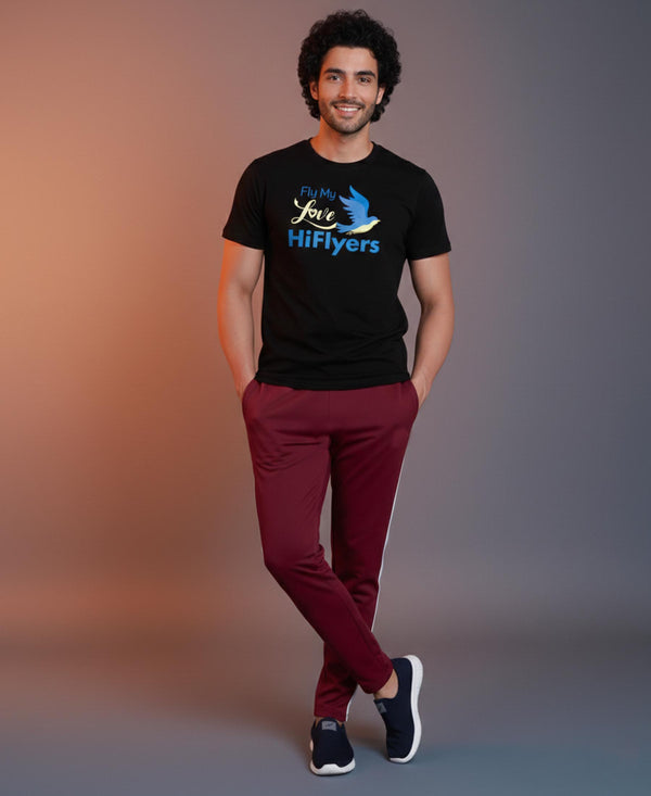 T.T. Men’s Printed Cotton Blend | Graphic Round Neck T-Shirt & Slim Fit Track Pants | Casual Co-ord Set for Men