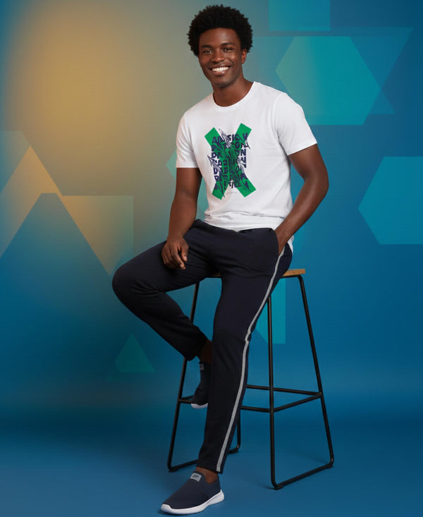 T.T. Men’s Printed Cotton Blend | Graphic Round Neck T-Shirt & Slim Fit Track Pants | Casual Co-ord Set for Men