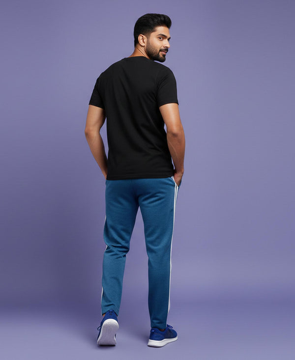 T.T. Men’s Printed Cotton Blend | Graphic Round Neck T-Shirt & Slim Fit Track Pants | Casual Co-ord Set for Men
