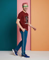 T.T. Men’s Printed Cotton Blend | Graphic Round Neck T-Shirt & Slim Fit Track Pants | Casual Co-ord Set for Men