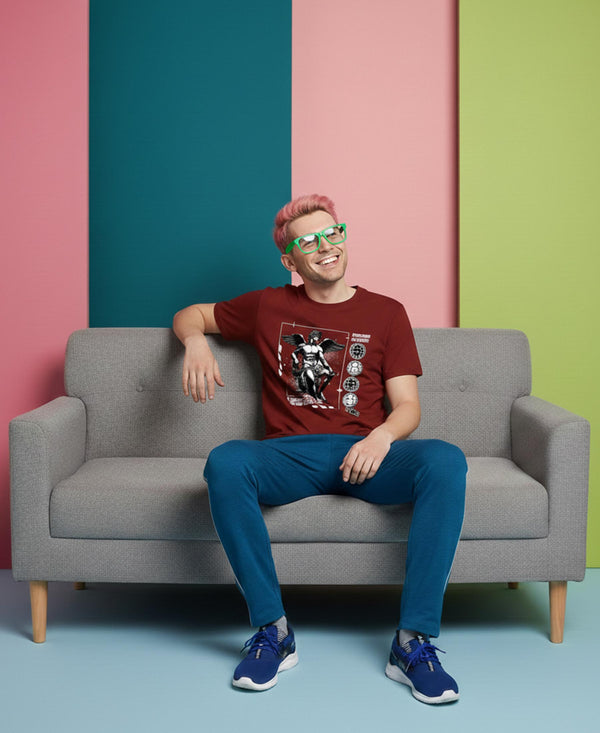 T.T. Men’s Printed Cotton Blend | Graphic Round Neck T-Shirt & Slim Fit Track Pants | Casual Co-ord Set for Men