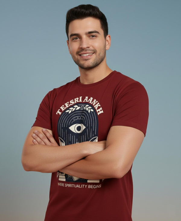 T.T. Men’s Printed Cotton Blend | Graphic Round Neck T-Shirt & Slim Fit Track Pants | Casual Co-ord Set for Men