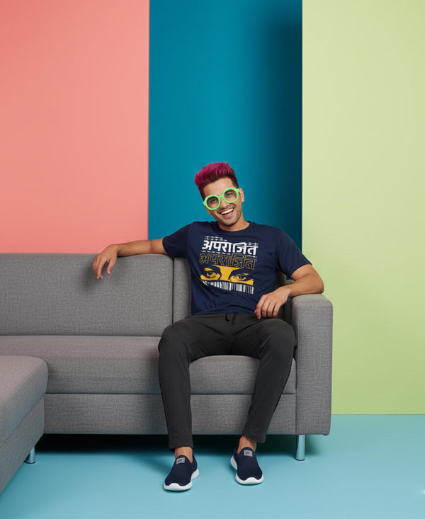 T.T. Men’s Printed Cotton Blend | Graphic Round Neck T-Shirt & Slim Fit Track Pants | Casual Co-ord Set for Men