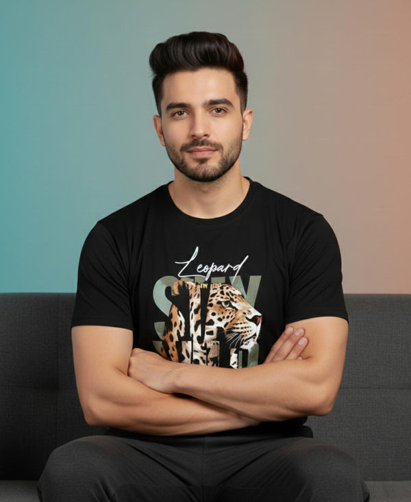 T.T. Men’s Printed Cotton Blend | Graphic Round Neck T-Shirt & Slim Fit Track Pants | Casual Co-ord Set for Men