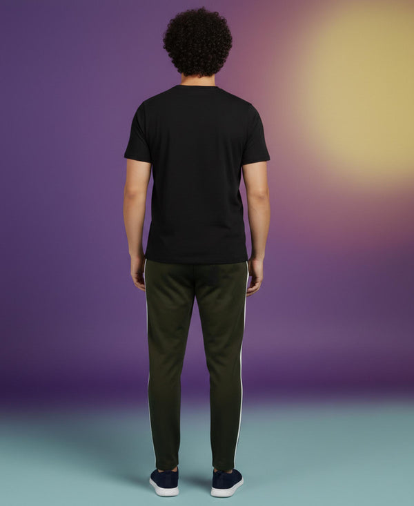 T.T. Men’s Printed Cotton Blend | Graphic Round Neck T-Shirt & Slim Fit Track Pants | Casual Co-ord Set for Men