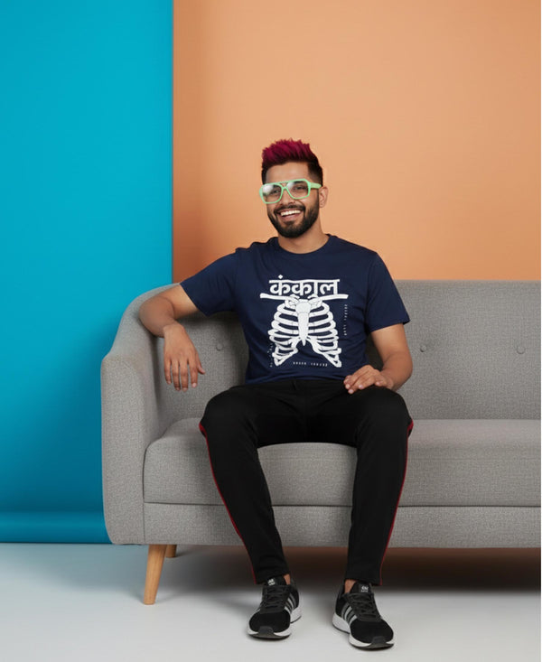 T.T. Men’s Printed Cotton Blend | Graphic Round Neck T-Shirt & Slim Fit Track Pants | Casual Co-ord Set for Men