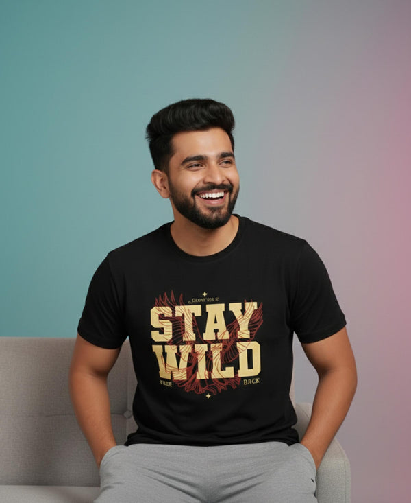 T.T. Men’s Printed Cotton Blend | Graphic Round Neck T-Shirt & Slim Fit Track Pants | Casual Co-ord Set for Men