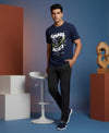 T.T. Men’s Printed Cotton Blend | Graphic Round Neck T-Shirt & Slim Fit Track Pants | Casual Co-ord Set for Men