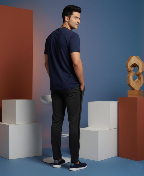 T.T. Men’s Printed Cotton Blend | Graphic Round Neck T-Shirt & Slim Fit Track Pants | Casual Co-ord Set for Men