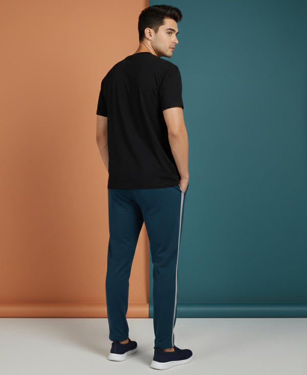T.T. Men’s Printed Cotton Blend | Graphic Round Neck T-Shirt & Slim Fit Track Pants | Casual Co-ord Set for Men
