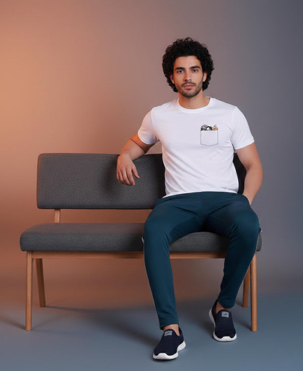 T.T. Men’s Printed Cotton Blend | Graphic Round Neck T-Shirt & Slim Fit Track Pants | Casual Co-ord Set for Men