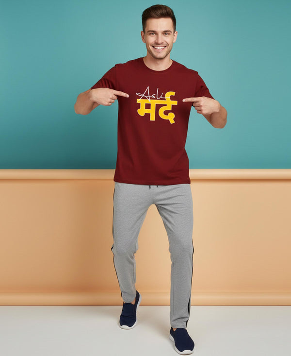 T.T. Men’s Printed Cotton Blend | Graphic Round Neck T-Shirt & Slim Fit Track Pants | Casual Co-ord Set for Men