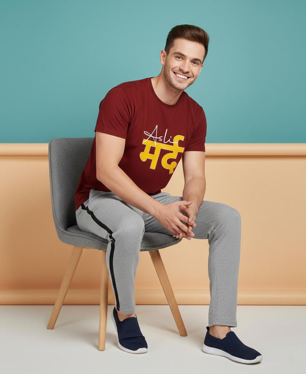 T.T. Men’s Printed Cotton Blend | Graphic Round Neck T-Shirt & Slim Fit Track Pants | Casual Co-ord Set for Men