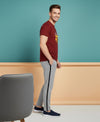 T.T. Men’s Printed Cotton Blend | Graphic Round Neck T-Shirt & Slim Fit Track Pants | Casual Co-ord Set for Men