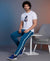 T.T. Men’s Printed Cotton Blend | Graphic Round Neck T-Shirt & Slim Fit Track Pants | Casual Co-ord Set for Men