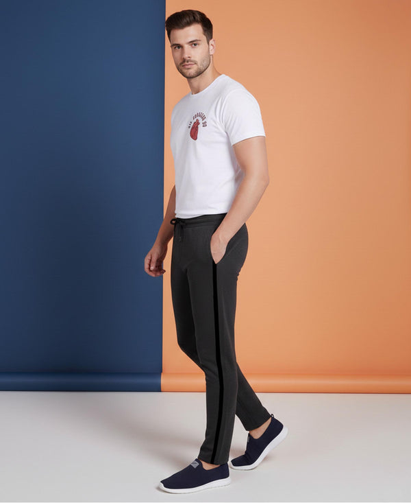 T.T. Men’s Printed Cotton Blend | Graphic Round Neck T-Shirt & Slim Fit Track Pants | Casual Co-ord Set for Men