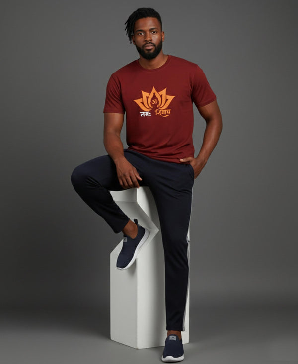 T.T. Men’s Printed Cotton Blend | Graphic Round Neck T-Shirt & Slim Fit Track Pants | Casual Co-ord Set for Men