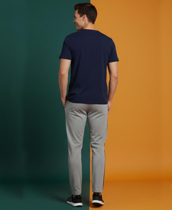T.T. Men’s Printed Cotton Blend | Graphic Round Neck T-Shirt & Slim Fit Track Pants | Casual Co-ord Set for Men