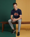 T.T. Men’s Printed Cotton Blend | Graphic Round Neck T-Shirt & Slim Fit Track Pants | Casual Co-ord Set for Men