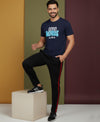 T.T. Men’s Printed Cotton Blend | Graphic Round Neck T-Shirt & Slim Fit Track Pants | Casual Co-ord Set for Men