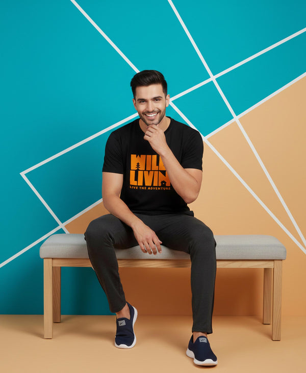 T.T. Men’s Printed Cotton Blend | Graphic Round Neck T-Shirt & Slim Fit Track Pants | Casual Co-ord Set for Men