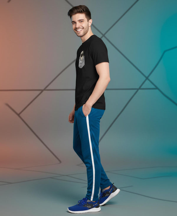 T.T. Men’s Printed Cotton Blend | Graphic Round Neck T-Shirt & Slim Fit Track Pants | Casual Co-ord Set for Men